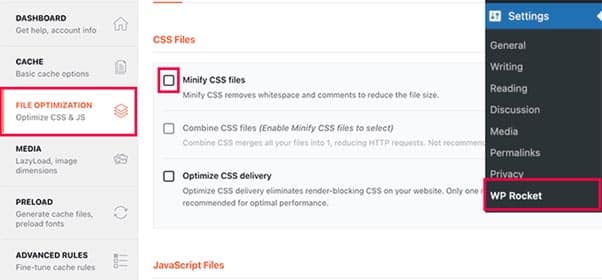 Optimize Files using WP Rocket, UglifyJS