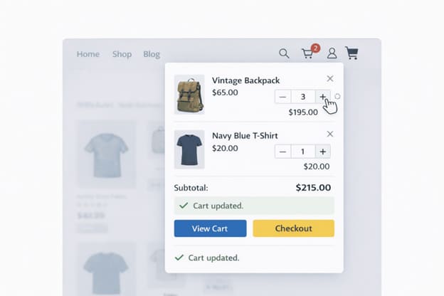Mini-cart with instant quantity update