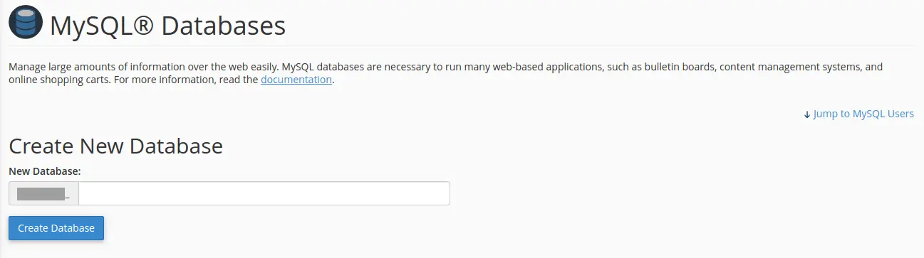 ￼Database Name cPanel - Create a Database