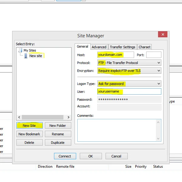 FileZilla-Site-Manager-Settings