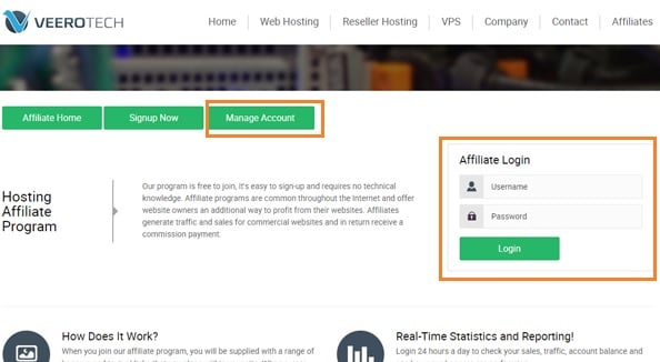 web hosting affiliate program login