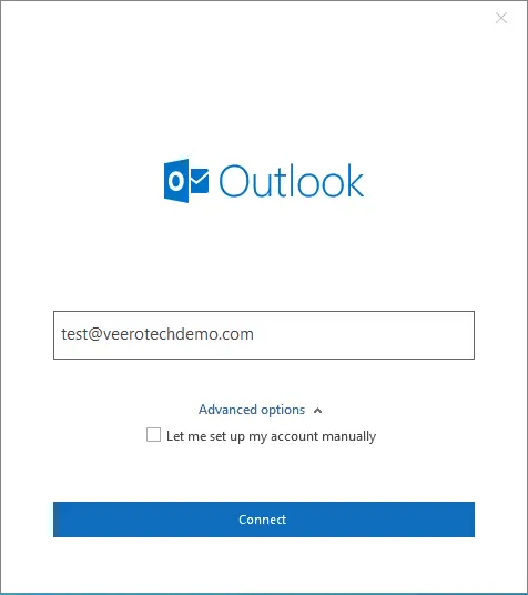 ￼Adding an email account in Outlook.