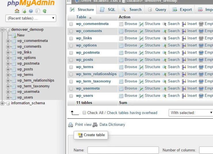 phpmyadmin-show-database