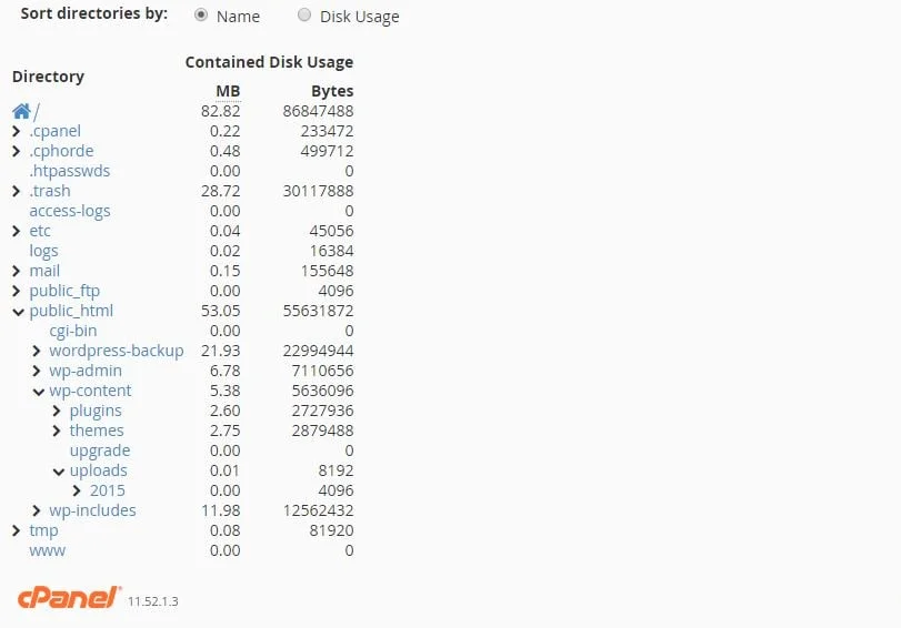 cpanel-disk-usage-tree