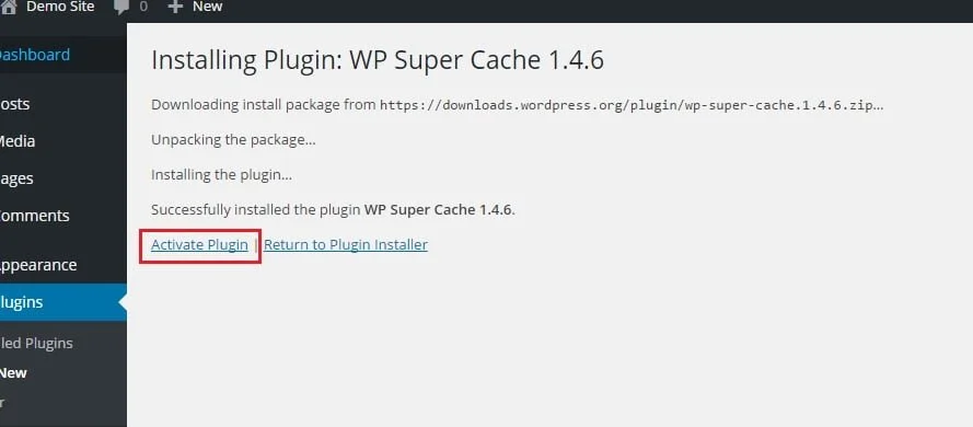 wp-super-cache-activate