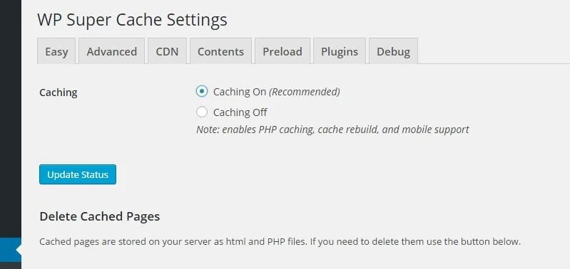 wp-super-cache-caching-on