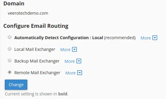 cpanel remote mail exchanger