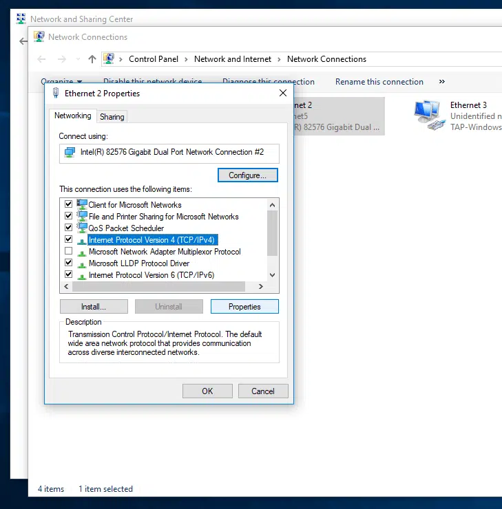 Windows 10 IPv4 Properties