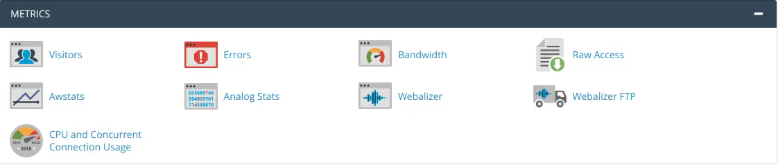 The ￼cPanel Metrics Page.