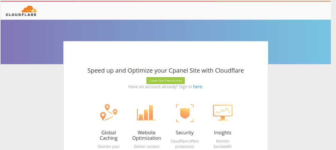 Cloudflare landing page