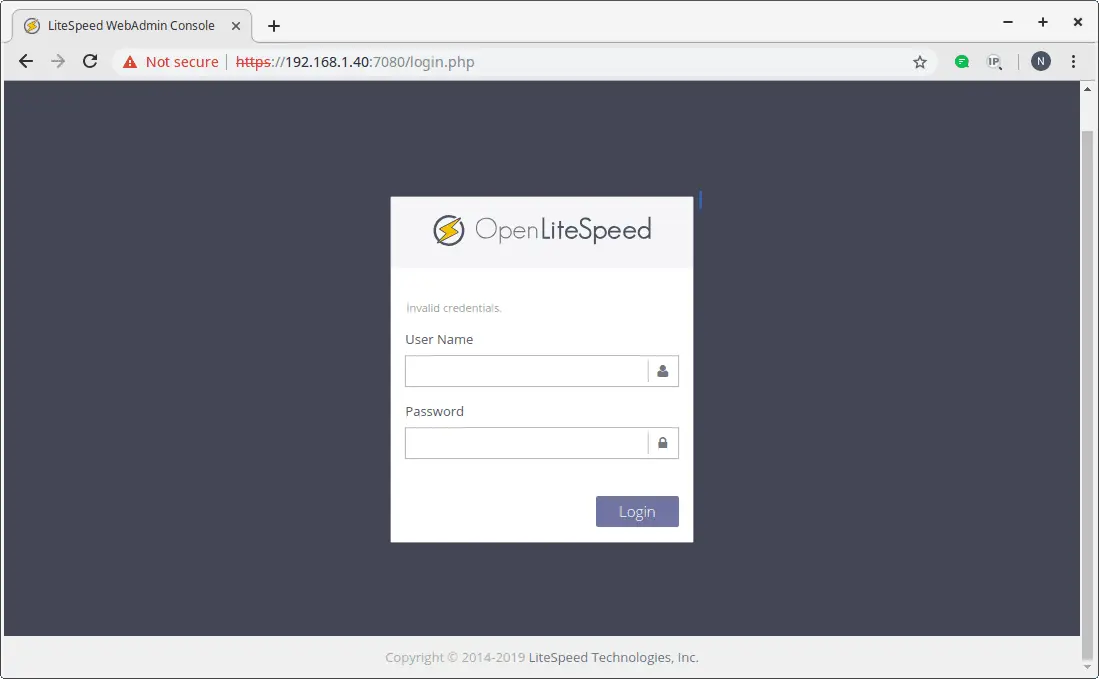 OpenLiteSpeed WebAdmin Console