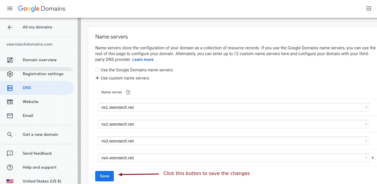 How To Change Nameservers At Google Domains VeeroTech