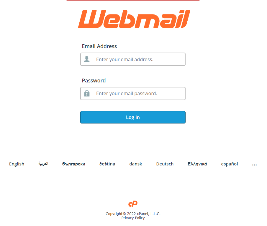 Webmail login page