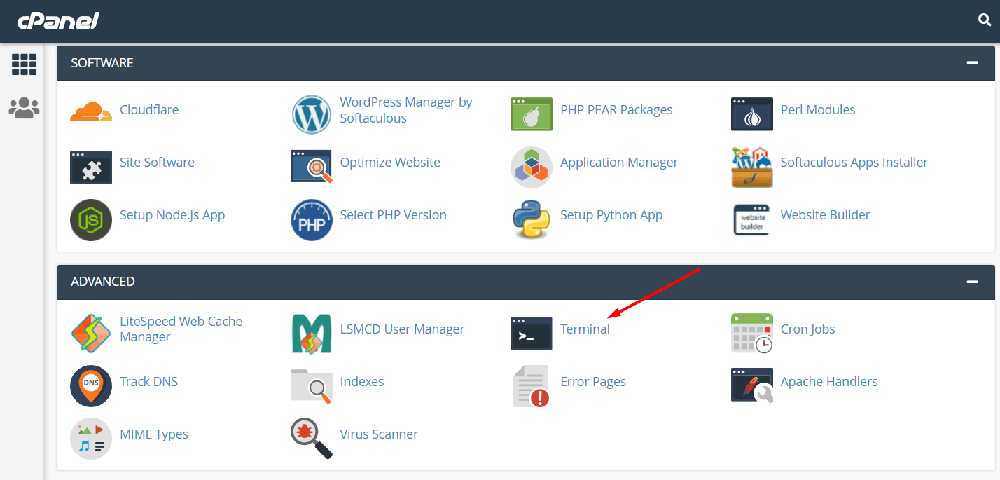 Terminal option in cPanel