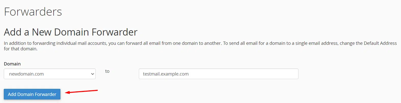 cPanel email forwarder
