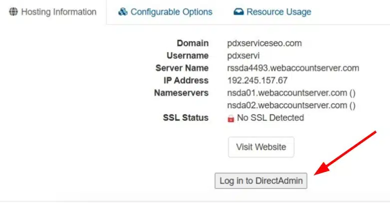Login to DirectAdmin