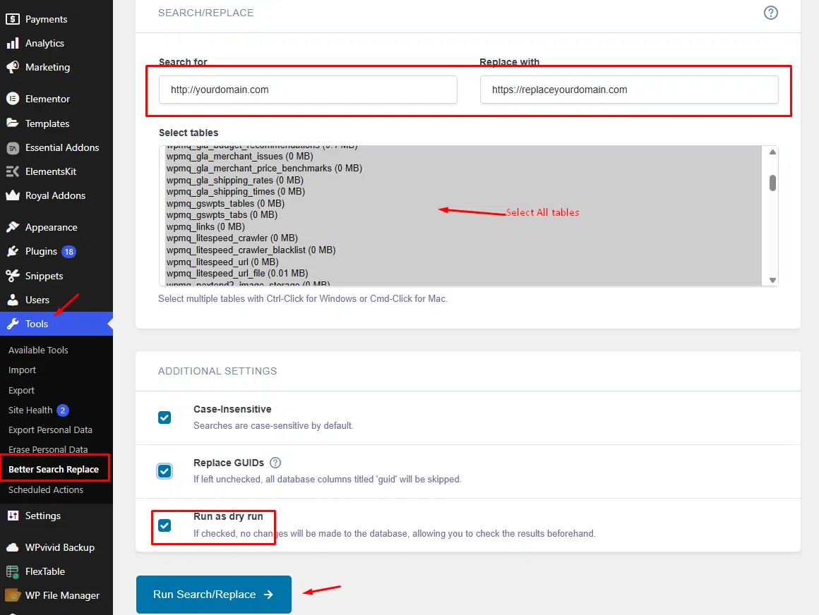 WordPress Plugin Better Search Replace