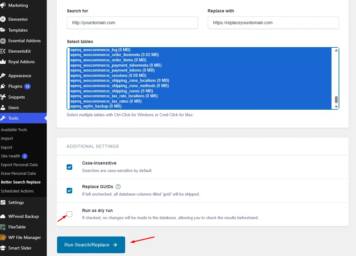 WordPress Plugin Better Search Replace